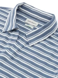 Austell Short Sleeve Polo Shirt Braemar Sky Blue -Oliver Spencer Store FlatOSMK741AustellPoloShirtBRA01SKBBraemarSkyBlue1