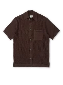 Short Sleeve Mawes Knitted Shirt Tamar Brown
