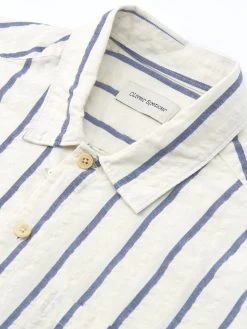 Riviera Short Sleeve Shirt Rickman White/Blue -Oliver Spencer Store FlatOSMS102RivieraShortSleeveShirtRIC01WHBRickmanWhiteBlue1