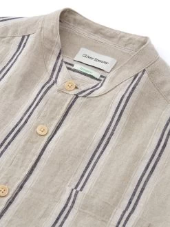 Grandad Shirt Loughlin Sand -Oliver Spencer Store FlatOSMS126GrandadShirtLOU01SANLoughlinSand1