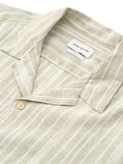 Havana Short Sleeve Shirt Dumont Green -Oliver Spencer Store FlatOSMS156eHavanaShortSleeveShirtDUM01CREDumontCream1