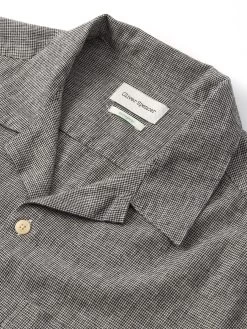 Havana Short Sleeve Shirt Rackfield Black/White -Oliver Spencer Store FlatOSMS156eHavanaShortSleeveShirtRAC01BLWRackfieldBlackWhite1