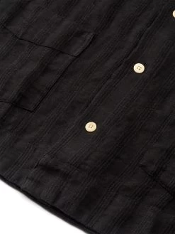 Cuban Short Sleeve Shirt Arnold Black -Oliver Spencer Store FlatOSMS173CubanShortSleeveShirtARN01BLKArnoldBlack2