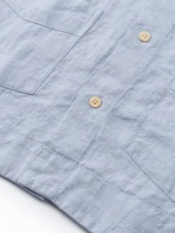 Cuban Short Sleeve Shirt Drescher Blue -Oliver Spencer Store FlatOSMS173CubanShortSleeveShirtDRE01BLUDrescherBlue2