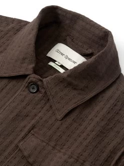 Short Sleeve Safari Shirt Sampson Brown -Oliver Spencer Store FlatOSMS180ShortSleeveSafariShirtSAM01BROSampsonBrown1