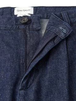 Morton Pleated Trousers Burnham Denim Indigo Blue -Oliver Spencer Store FlatOSMT68MortonTrousersBUR01INBBurnhamIndigoBlue2