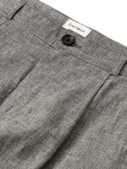 Morton Pleated Trousers Rackfield Black/White 11 Morton Pleated Trousers Rackfield Black/White -Oliver Spencer Store FlatOSMT68MortonTrousersRAC01BLWRackfieldBlackWhite1