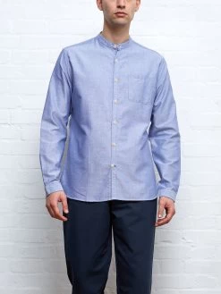Grandad Shirt Brecon Blue 10 Grandad Shirt Brecon Blue -Oliver Spencer Store GRANDADSHIRTBRECONBLUE6copy