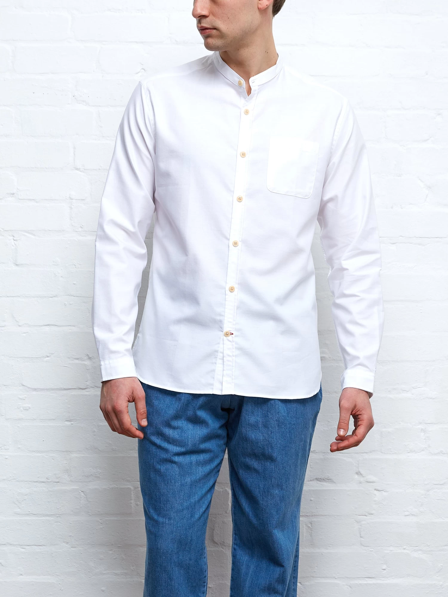 Grandad Shirt Brecon White 5 Grandad Shirt Brecon White - Image 5
