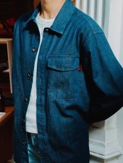 Oliver Spencer X Niwaki Haru Gardening Overshirt Mullins Denim Indigo Rinse -Oliver Spencer Store HARUL Rinse2
