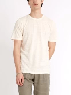 Conduit T-Shirt Dornie Cream -Oliver Spencer Store ModelOSM580ConduitTShirtDOR01CREDornieCream2copy