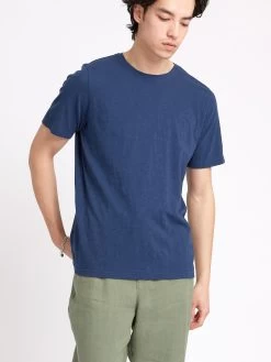 Conduit T-Shirt Hawley Blue -Oliver Spencer Store ModelOSMK580ConduitTShirtHAW01BLUHawleyBlue16copy Softness
