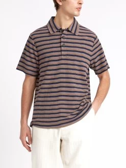 Tabley Polo Shirt Braemar Mauve 10 Tabley Polo Shirt Braemar Mauve -Oliver Spencer Store ModelOSMK689cTableyPoloShirtBRA01MAUBraemarMauve7copy Softness