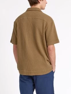 Ashby Short Sleeve Jersey Shirt Barton Tobacco Brown -Oliver Spencer Store ModelOSMK741AshbyShortSleeveJerseyShirtBAR01TOBBartonTobaccoBrown9copy Softness