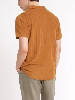 Austell Short Sleeve Polo Shirt Haywood Ochre 11 Austell Short Sleeve Polo Shirt Haywood Ochre -Oliver Spencer Store ModelOSMK741AustellPoloShirtHAY01OCHHaywardOchre28copy