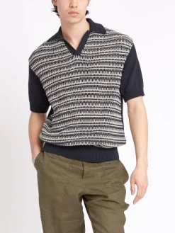 Short Sleeve Penhale Polo Shirt Riverton Navy -Oliver Spencer Store ModelOSMK747ShortSleevePoloShirtRIV01NAVRivertonNavy1copy Softness