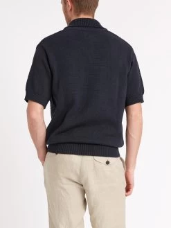 Short Sleeve Penhale Polo Shirt Tamar Navy 11 Short Sleeve Penhale Polo Shirt Tamar Navy -Oliver Spencer Store ModelOSMK747ShortSleevePoloShirtTAM01NAVTamarNavy3copy Softness