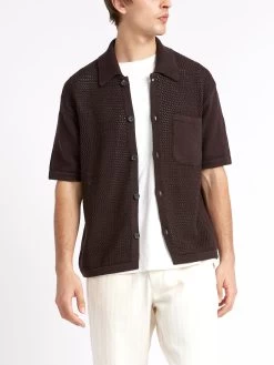 Short Sleeve Mawes Knitted Shirt Tamar Brown 10 Short Sleeve Mawes Knitted Shirt Tamar Brown -Oliver Spencer Store ModelOSMK748ShortSleeveMawesShirtTAM01BROTamarBrown8copy Softness