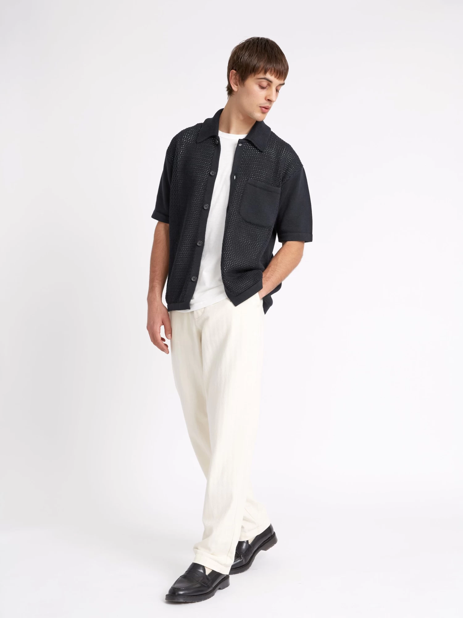 Short Sleeve Mawes Knitted Shirt Tamar Navy 2 Short Sleeve Mawes Knitted Shirt Tamar Navy - Image 2