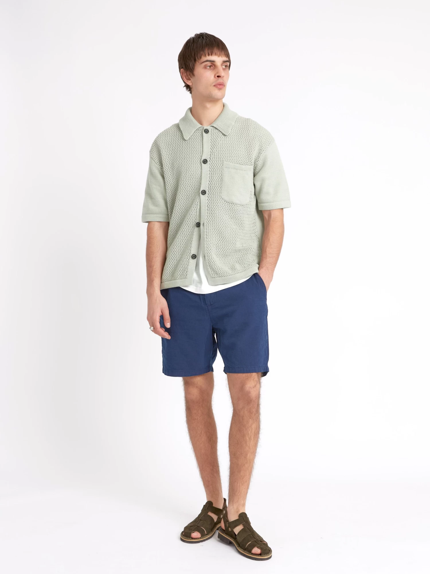Short Sleeve Mawes Knitted Shirt Tamar Pale Green 2 Short Sleeve Mawes Knitted Shirt Tamar Pale Green - Image 2