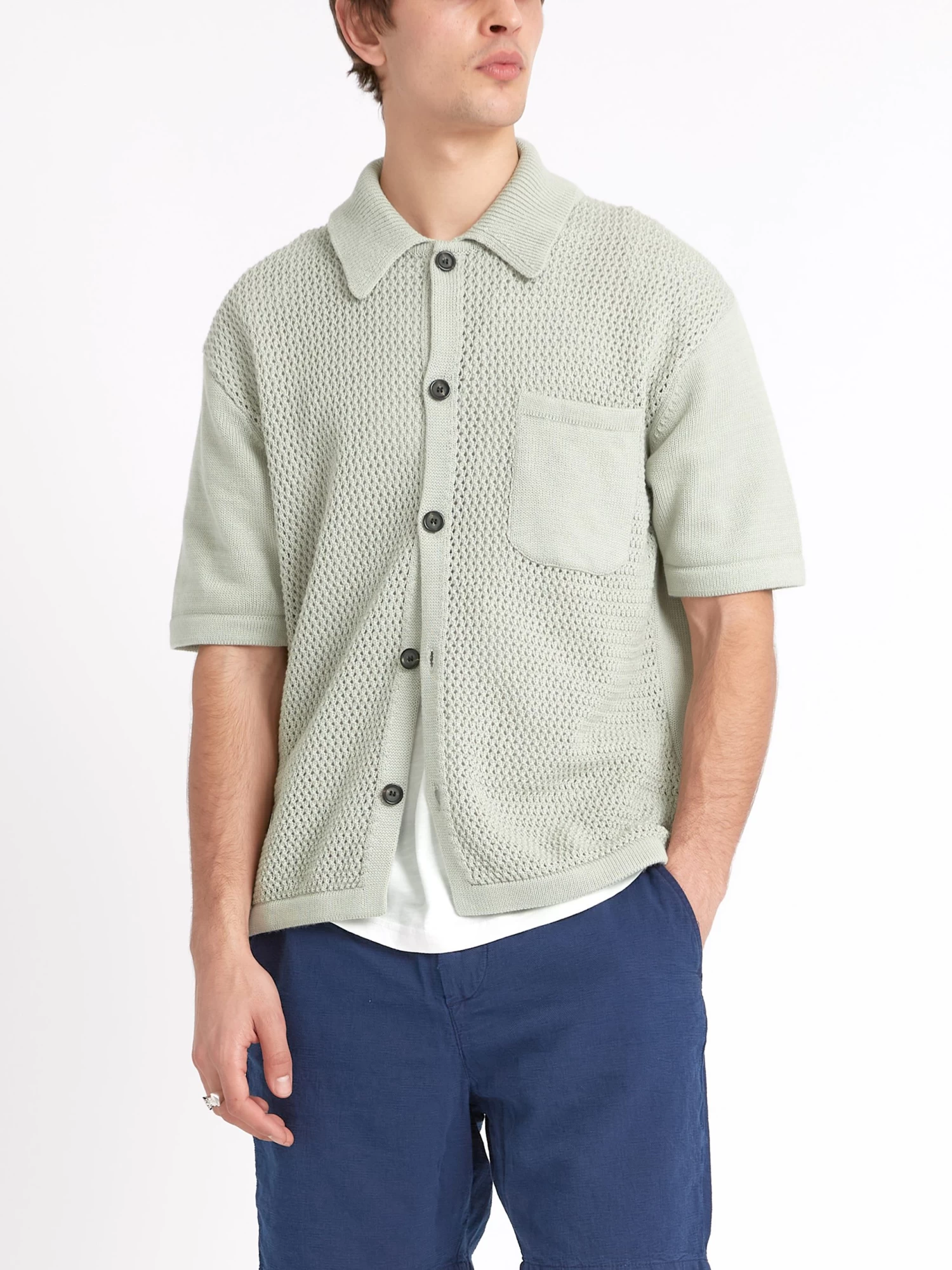 Short Sleeve Mawes Knitted Shirt Tamar Pale Green 5 Short Sleeve Mawes Knitted Shirt Tamar Pale Green - Image 5