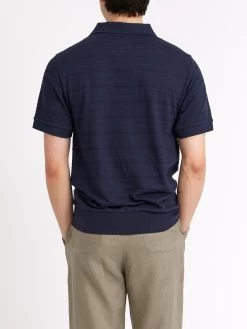 Glendale Polo Shirt Dornie Navy 10 Glendale Polo Shirt Dornie Navy -Oliver Spencer Store ModelOSMK753GlendalePoloShirtDOR01NAVDornieNavy16copy