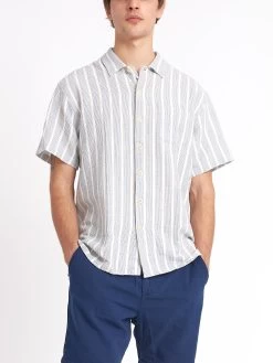 Riviera Short Sleeve Shirt Barlow Blue 11 Riviera Short Sleeve Shirt Barlow Blue -Oliver Spencer Store ModelOSMS102RivieraShortSleeveShirtBAR01BLUBarlowBluecopy Softness