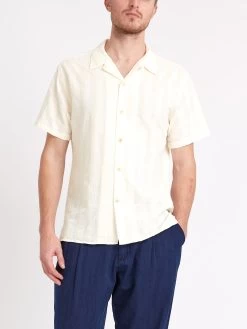 Havana Short Sleeve Shirt Yardley Cream -Oliver Spencer Store ModelOSMS156cHavanaShortSleeveShirtYAR01CREYardleyCreamcopy Softness