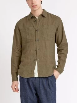 Treviscoe Shirt Padworth Green -Oliver Spencer Store ModelOSMS171aTreviscoeShirtPAD01GRNPadworthGreen17copy