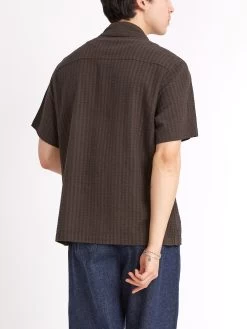 Short Sleeve Safari Shirt Sampson Brown -Oliver Spencer Store ModelOSMS180ShortSleeveSafariShirtSAM01BROSampsonBrown15copy
