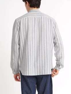 Clerkenwell Tab Shirt Barlow Blue -Oliver Spencer Store ModelOSMS66aClerkenwellTabShirtBAR01BLUBarlowBlue26copy