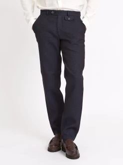 Fishtail Trousers Morva Navy 14 Fishtail Trousers Morva Navy -Oliver Spencer Store ModelOSMT20dFishtailTrousersMOR01NAVMorvaNavy01copy Softness