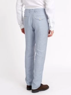 Fishtail Trousers Drescher Blue 15 Fishtail Trousers Drescher Blue -Oliver Spencer Store ModelOSMT20eFishtailTrouserDRE01BLUDrescherBlue5copy