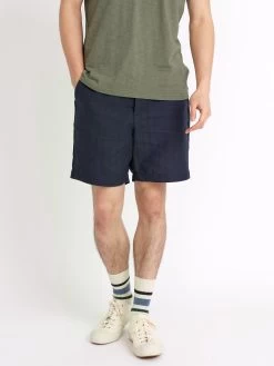 Osborne Drawstring Shorts Dillard Navy -Oliver Spencer Store ModelOSMT64OsborneShortsDIL01NAVDillardNavy4copy
