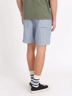 Osborne Drawstring Shorts Drescher Blue -Oliver Spencer Store ModelOSMT64OsborneShortsDRE01BLUDrescherBlue17copy