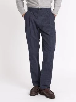 Morton Pleated Trousers Granville Navy -Oliver Spencer Store ModelOSMT68MortonTrousersGRA01NAVGranvilleNavy3copy Softness