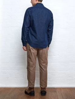 Oliver Spencer X Niwaki Haru Gardening Overshirt Mullins Denim Indigo Rinse -Oliver Spencer Store NIWAKIOVERSHIRTDENIM7