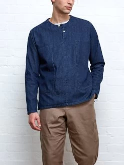 Oliver Spencer X Niwaki Ohana Gardening Smock Mullins Denim Indigo Rinse -Oliver Spencer Store NIWAKISMOCKDENIM8copy