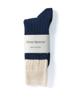 Polperro Socks Merrow Blue/Cream 5 Polperro Socks Merrow Blue/Cream -Oliver Spencer Store OSMA628PolperroSockMER01BLCMerrowBlueCream