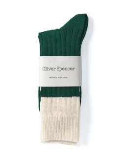 Polperro Socks Merrow Green/Cream 5 Polperro Socks Merrow Green/Cream -Oliver Spencer Store OSMA628PolperroSockMER01GRCMerrowGreenCream