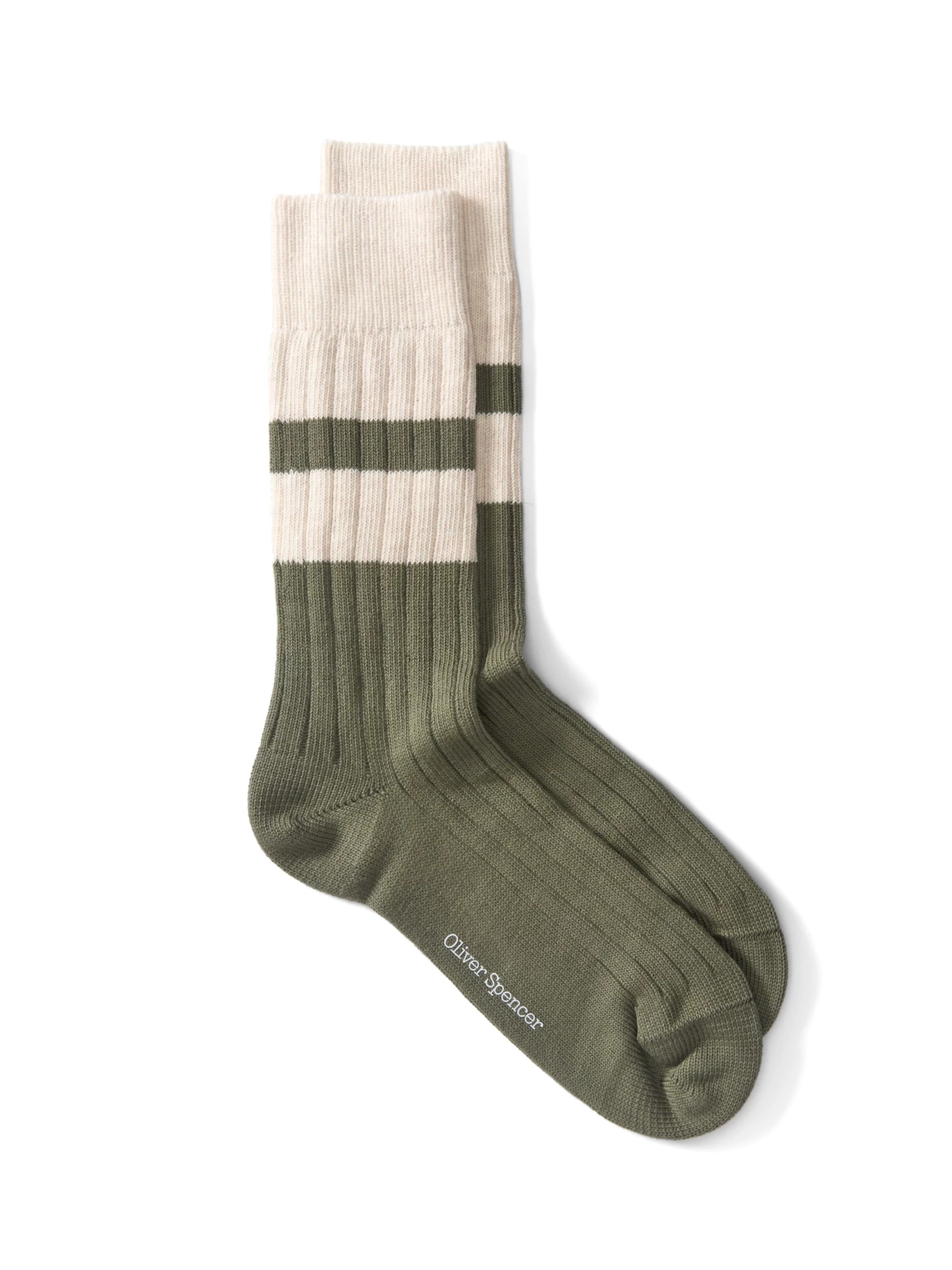 Polperro Socks Merrow Sage Green/Cream 1 Polperro Socks Merrow Sage Green/Cream