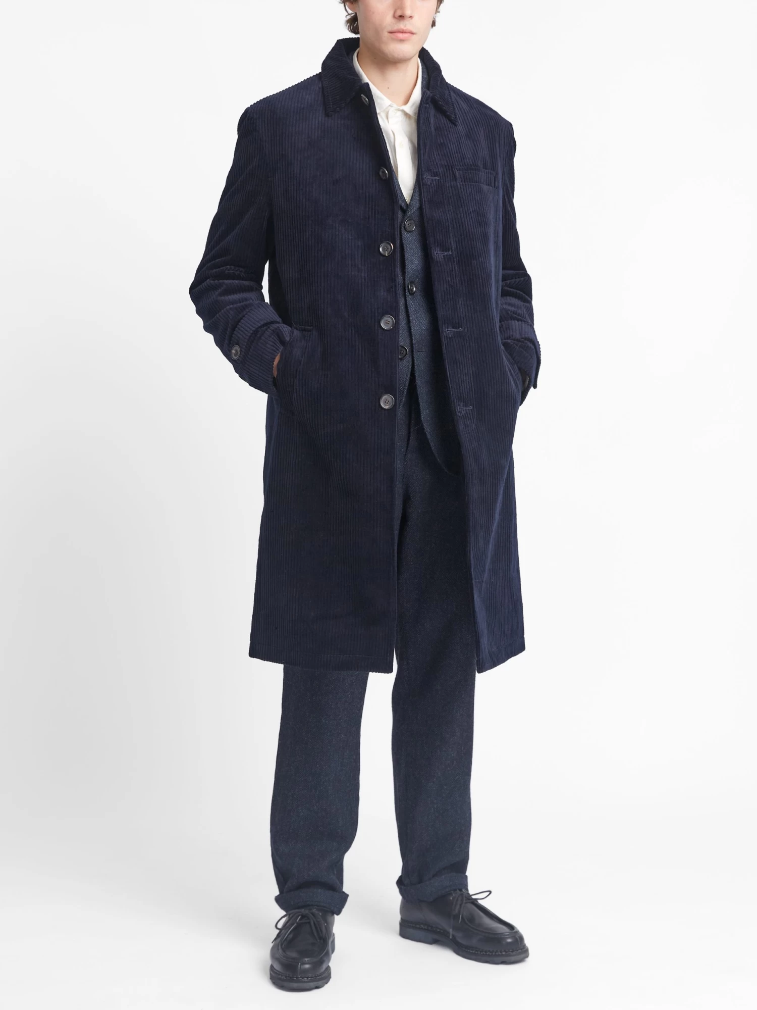 Grandpa Coat Melrose Cord Navy 2 Grandpa Coat Melrose Cord Navy - Image 2