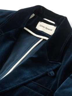 Mansfield Jacket Velvet Sapphire Blue -Oliver Spencer Store OSMJ352MansfieldJacketVEL01SABVelvetSapphireBlue1