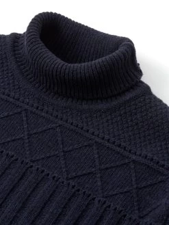 Talbot Roll Neck Jumper Bonham Navy -Oliver Spencer Store OSMK638TalbotRollNeckJumperBON01NAVBonhamNavy1