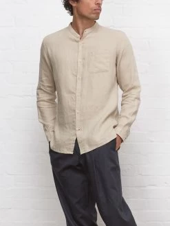 Grandad Shirt Padworth Beige -Oliver Spencer Store OSMS126 PAD01BEI GRANDADSHIRTPADWORTHBEIGE3copy