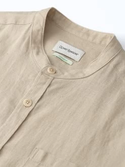 Grandad Shirt Padworth Beige -Oliver Spencer Store OSMS126GrandadShirtPAD01BEIPadworthBeige1
