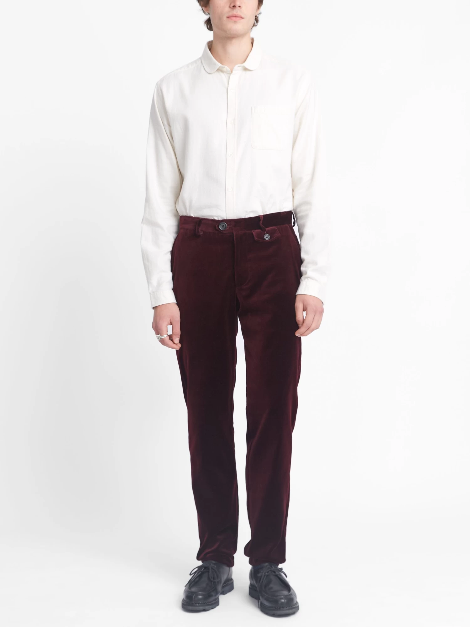 Fishtail Trousers Velvet Burgundy 2 Fishtail Trousers Velvet Burgundy - Image 2