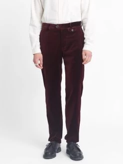 Fishtail Trousers Velvet Burgundy 14 Fishtail Trousers Velvet Burgundy -Oliver Spencer Store OSMT20D VEL01BUR FISHTAILTROUSERS VELVETBURGUNDY1copy
