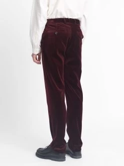 Fishtail Trousers Velvet Burgundy 15 Fishtail Trousers Velvet Burgundy -Oliver Spencer Store OSMT20D VEL01BUR FISHTAILTROUSERS VELVETBURGUNDY2copy