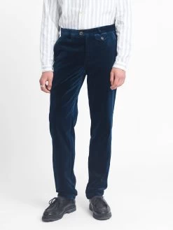 Fishtail Trousers Velvet Sapphire Blue -Oliver Spencer Store OSMT20D VEL01SAB FISHTAILTROUSERS VELVETSAPPHIREBLUE1copy